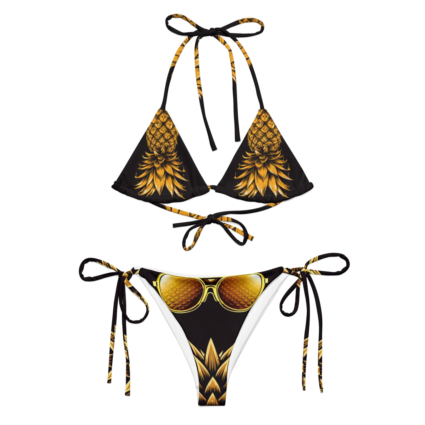 Pineapple Upside All-over print recycled string bikini