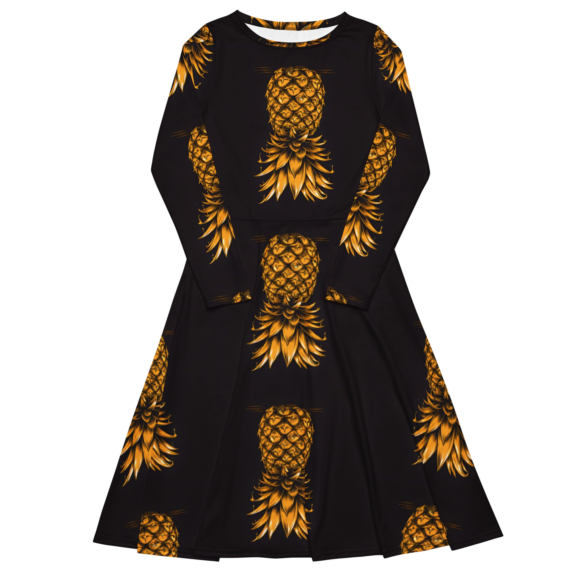 Pineapple Dress All over print long sleeve midi dress 2XS