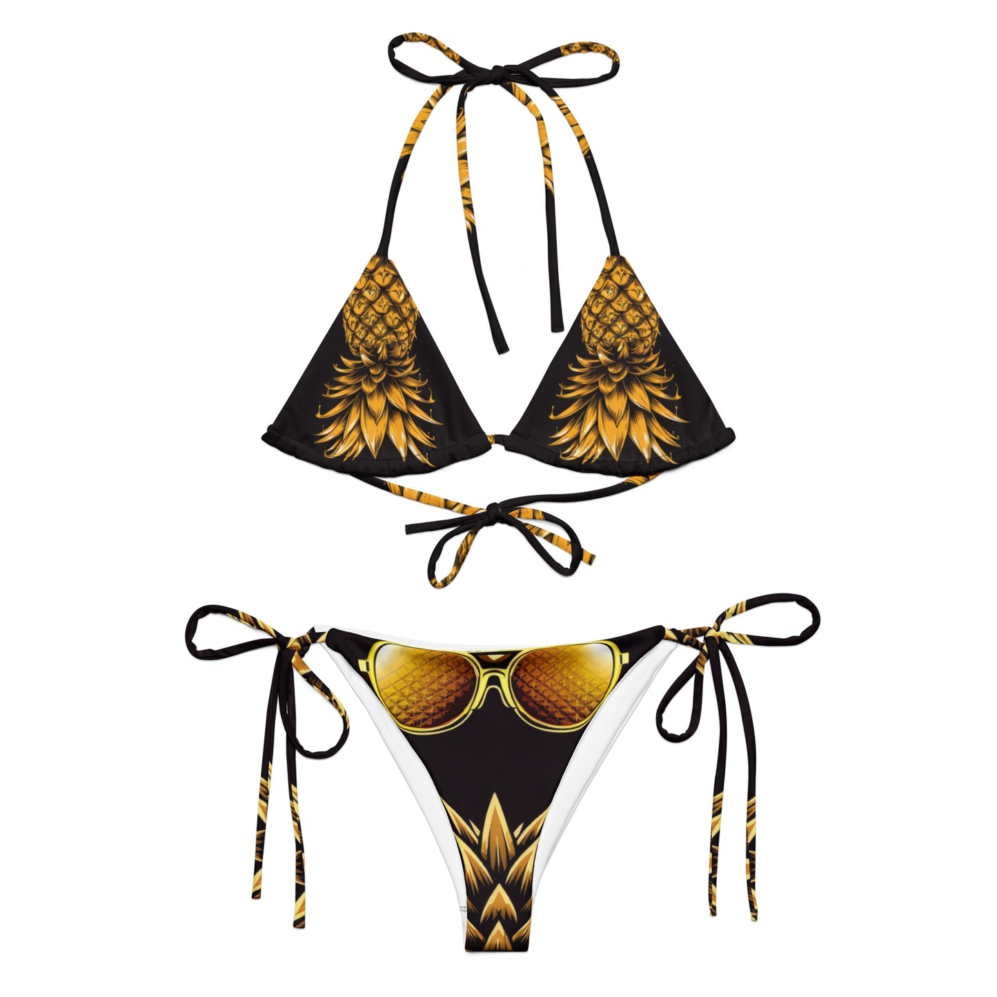 Pineapple Upside All-over print recycled string bikini